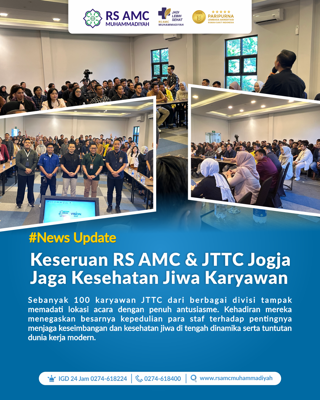 Jaga Kesehatan Jiwa Karyawan Kolaborasi RS AMC Muhammadiyah dan JTTC Jogja  